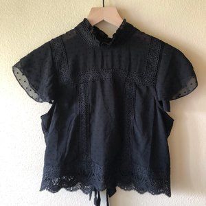 Black Lace Evening Crop Top